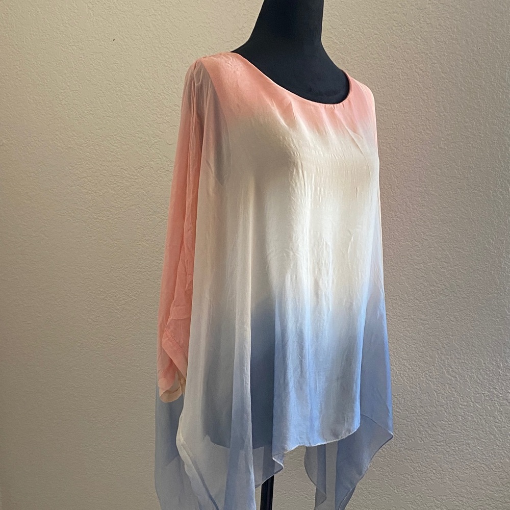 Chic Ombre Pink and Blue Blouse